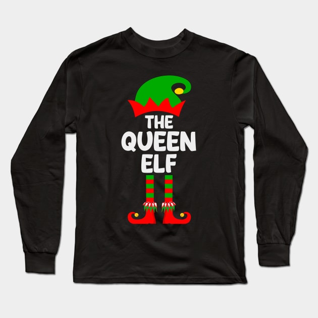Queen Elf Matching Family Group Christmas Party Pajama Long Sleeve T-Shirt by DragonTees